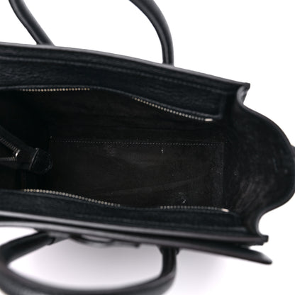 Celine Drummed Calfskin Nano Luggage Black 5 of 12