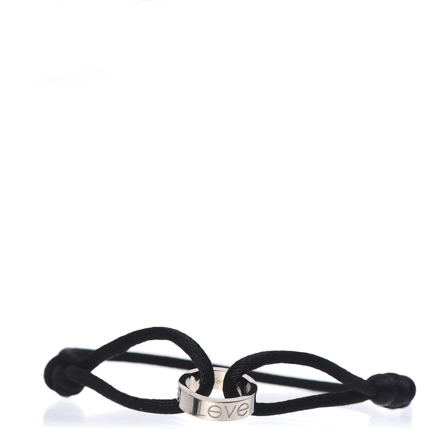 18K White Gold Charity LOVE Adjustable Cord Bracelet Black
