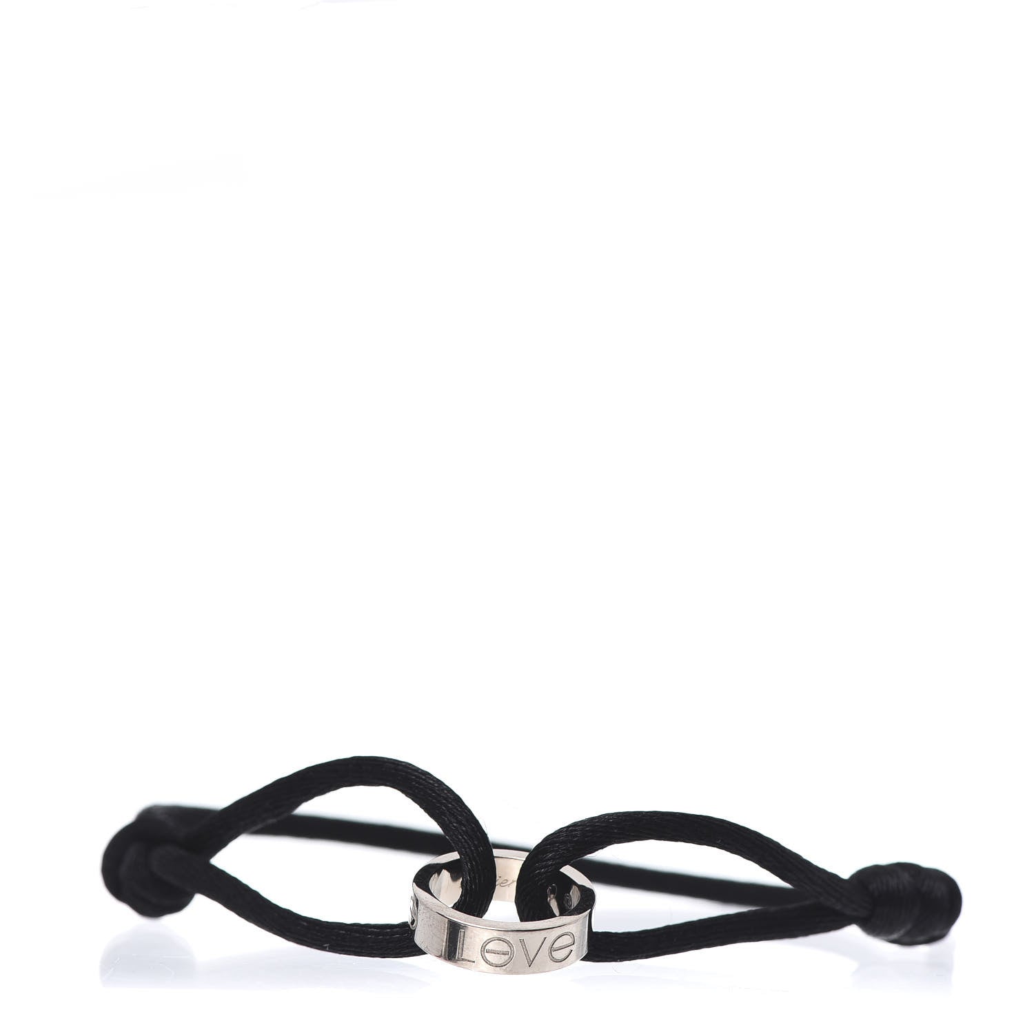 Cartier 18K White Gold Charity LOVE Adjustable Cord Bracelet Black 1 of 6