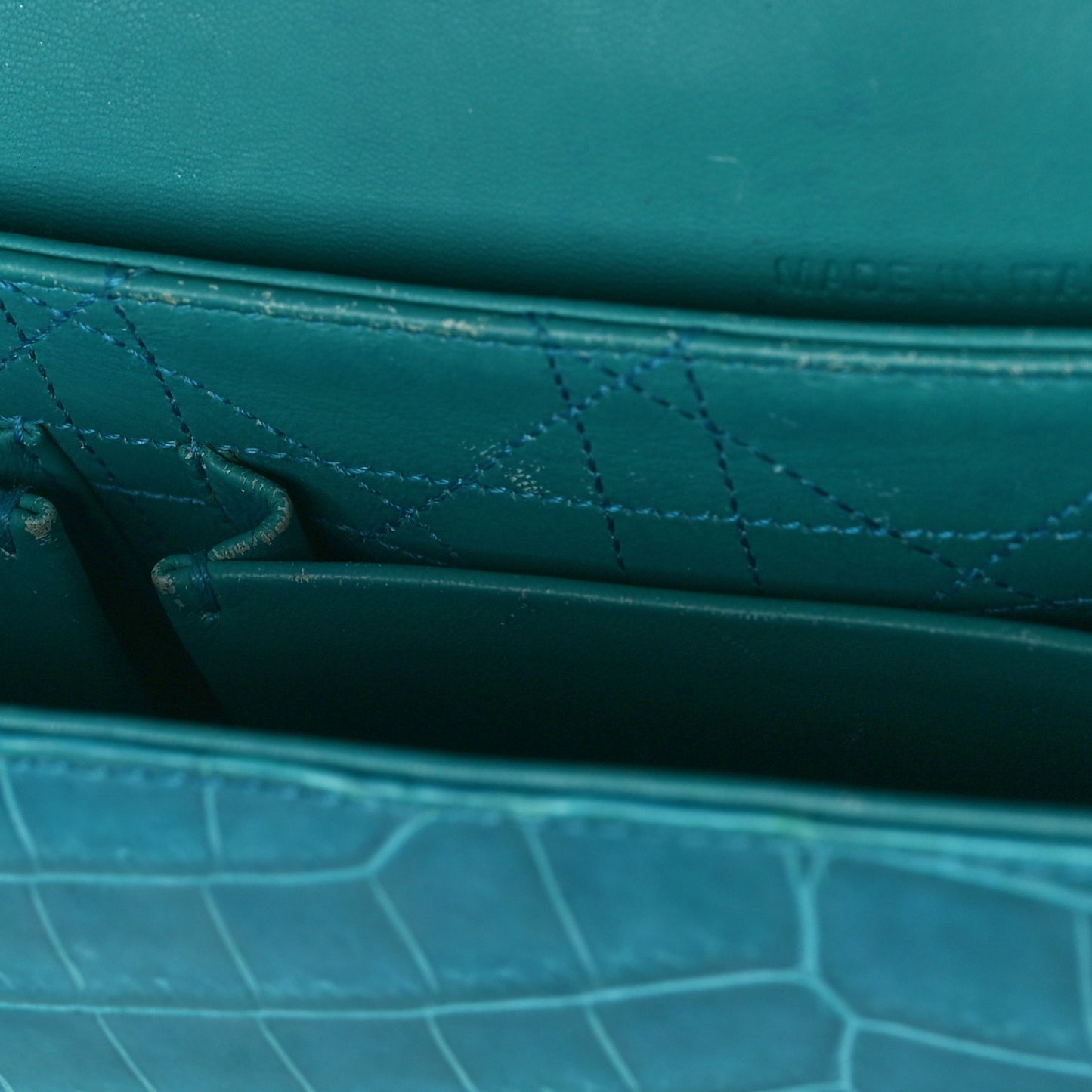 Crocodile Medium Miss Dior Flap Blue
