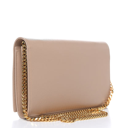 Saint Laurent Grain De Poudre Monogram Chain Wallet Dark Beige 3 of 14