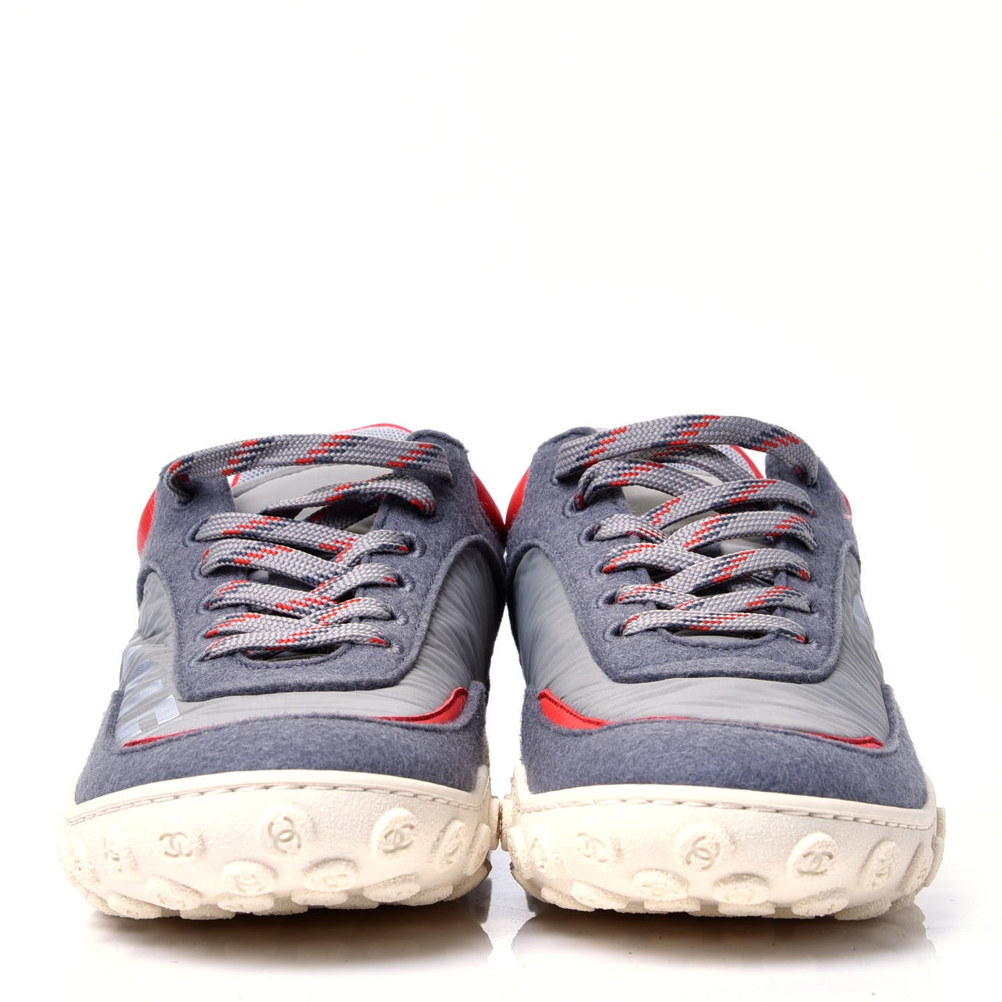 Wool Nylon Lambskin Suede Calfskin Womens Logo Sneakers 36.5 Grey Orange