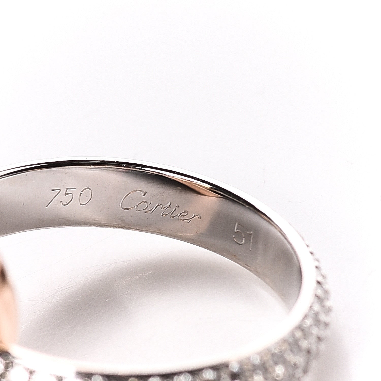 Cartier 18K White Yellow Pink Gold Diamond Classic Trinity Paved Ring 51 5.75 5 of 6