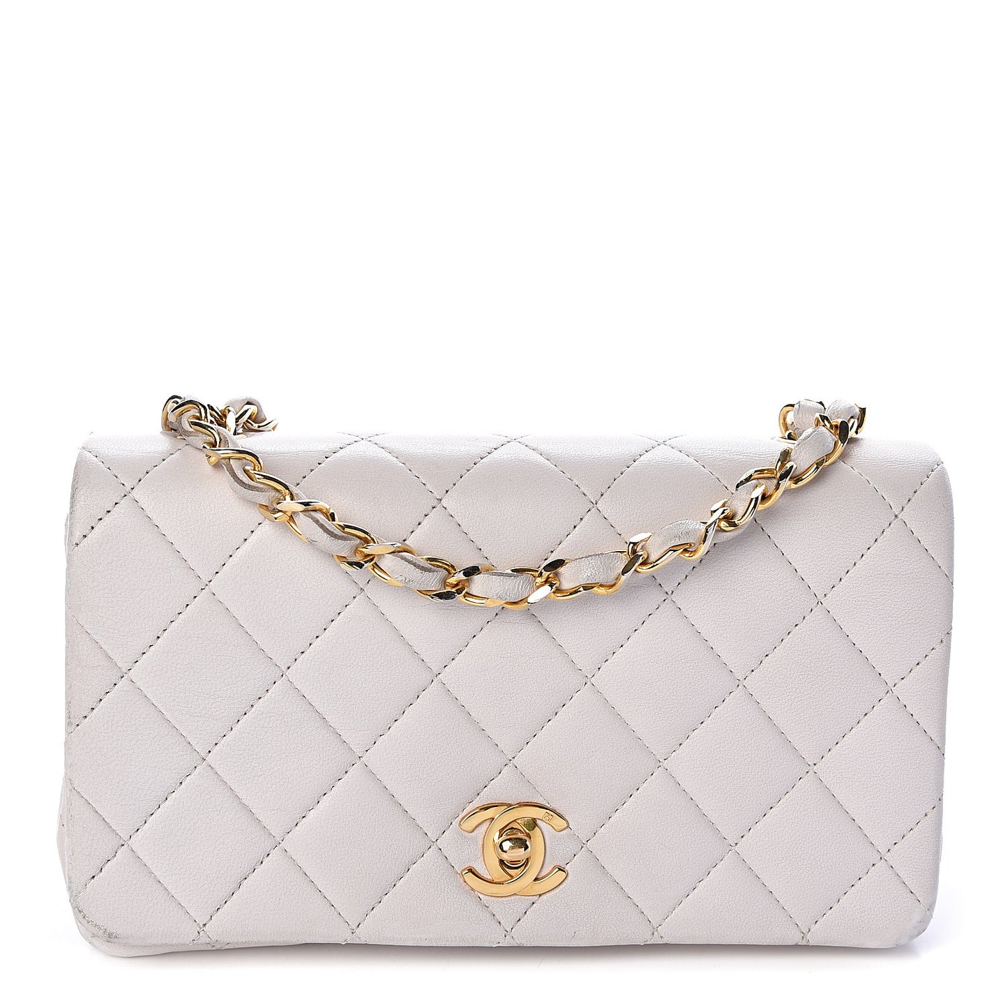 Lambskin Quilted Mini Flap White