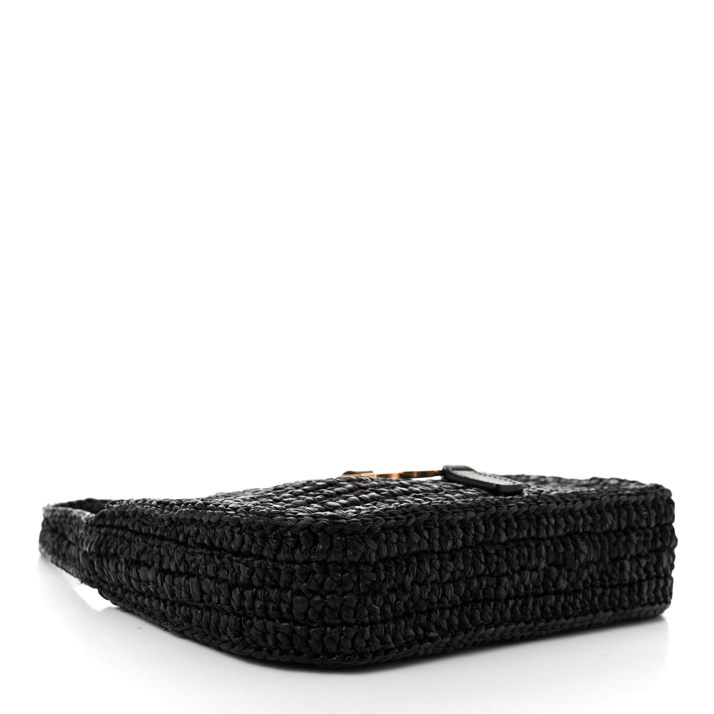 Raffia Calfskin Le 5 A 7 Mini Hobo Black