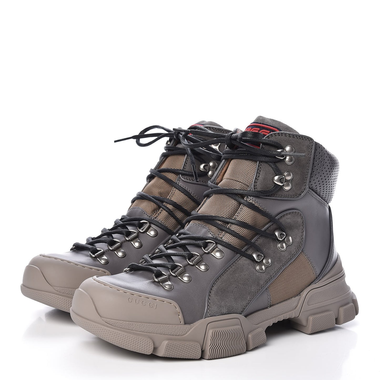 X SEGA Calfskin Suede Technical Canvas Mens Flashtrek High-Top Sneakers 7 Loess Ardesia