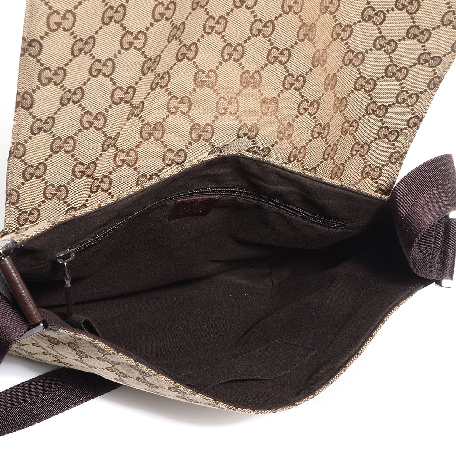Gucci Monogram Small Flap Messenger Bag Beige Dark Brown 5 of 8