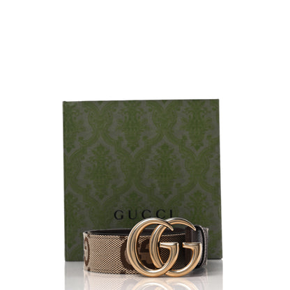 Gucci Monogram Jumbo GG Textured Dollar Calfskin Double G 40mm Belt 80 32 Camel Ebony 5 of 5