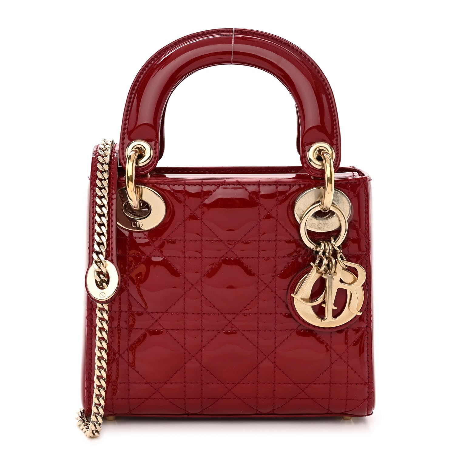Christian Dior Patent Cannage Mini Lady Dior Red 1 of 12