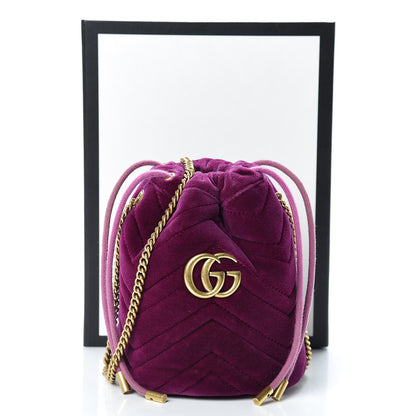 Gucci Velvet Matelasse Mini GG Marmont 2.0 Bucket Bag Fuchsia Violet Cyclamen 14 of 14