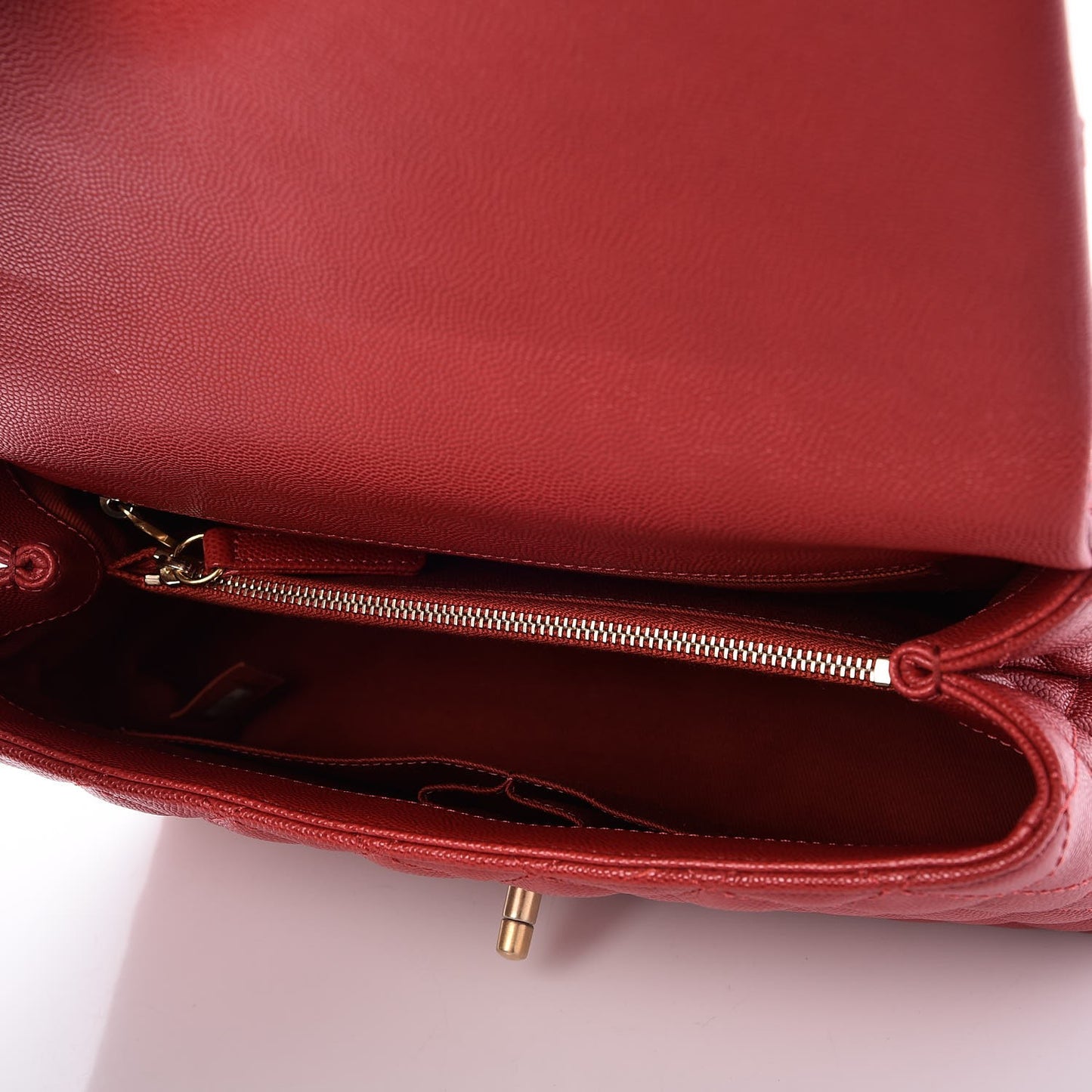 Caviar Quilted Small Coco Handle Flap Red