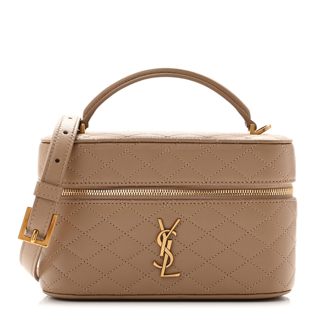 Lambskin Quilted Mini Gaby Vanity Case Dark Toffee