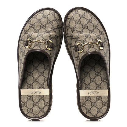 Gucci GG Supreme Monogram Miro Soft Calfskin Men's Horsebit Slippers 10 Beige Ebony New Acero 4 of 20