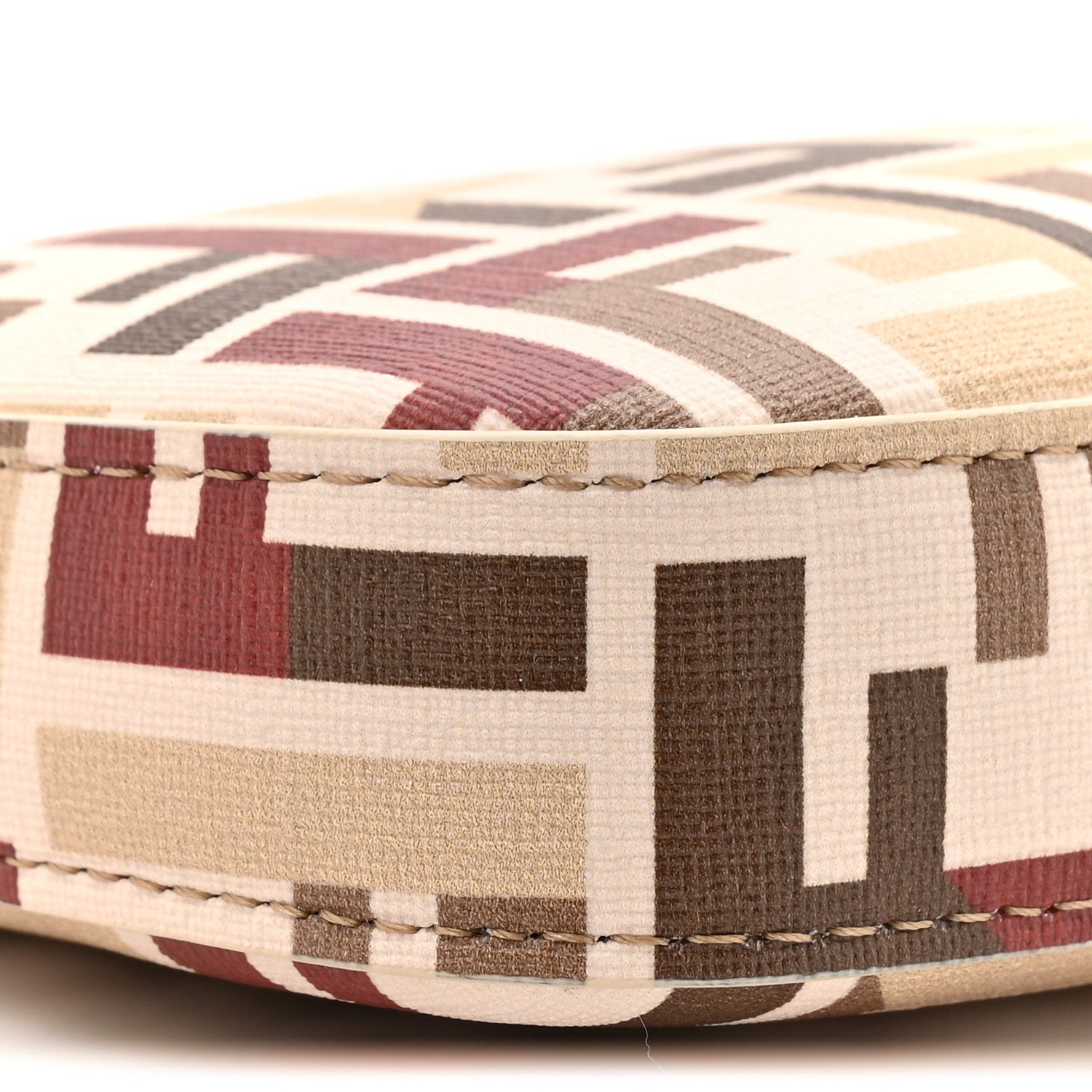 Fendi Fabric Jacquard Vitello Grace FF 1974 Baguette Pouch Grezzo Multicolor Soft Gold 9 of 9