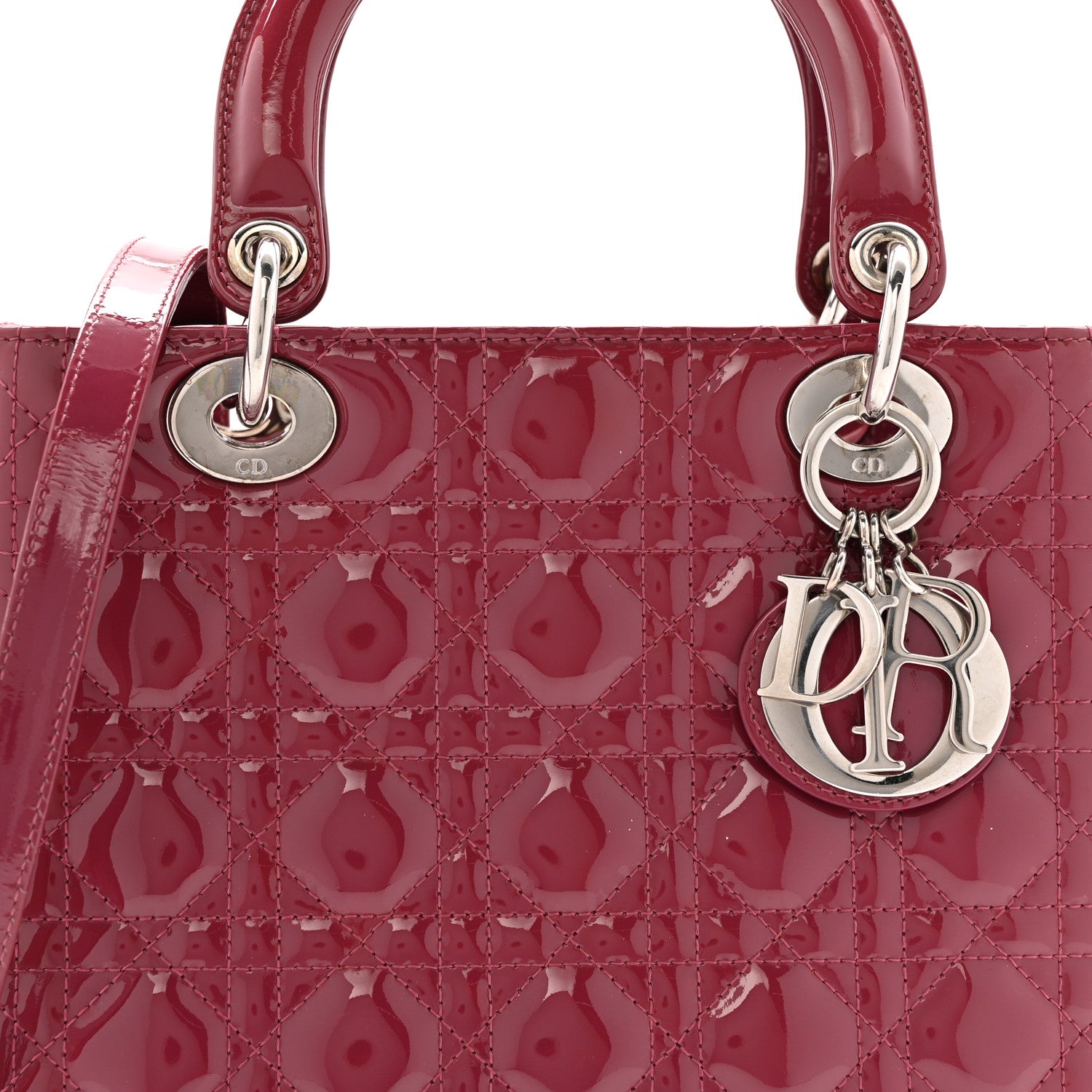 Christian Dior Patent Cannage Medium Lady Dior Dark Pink 8 of 13