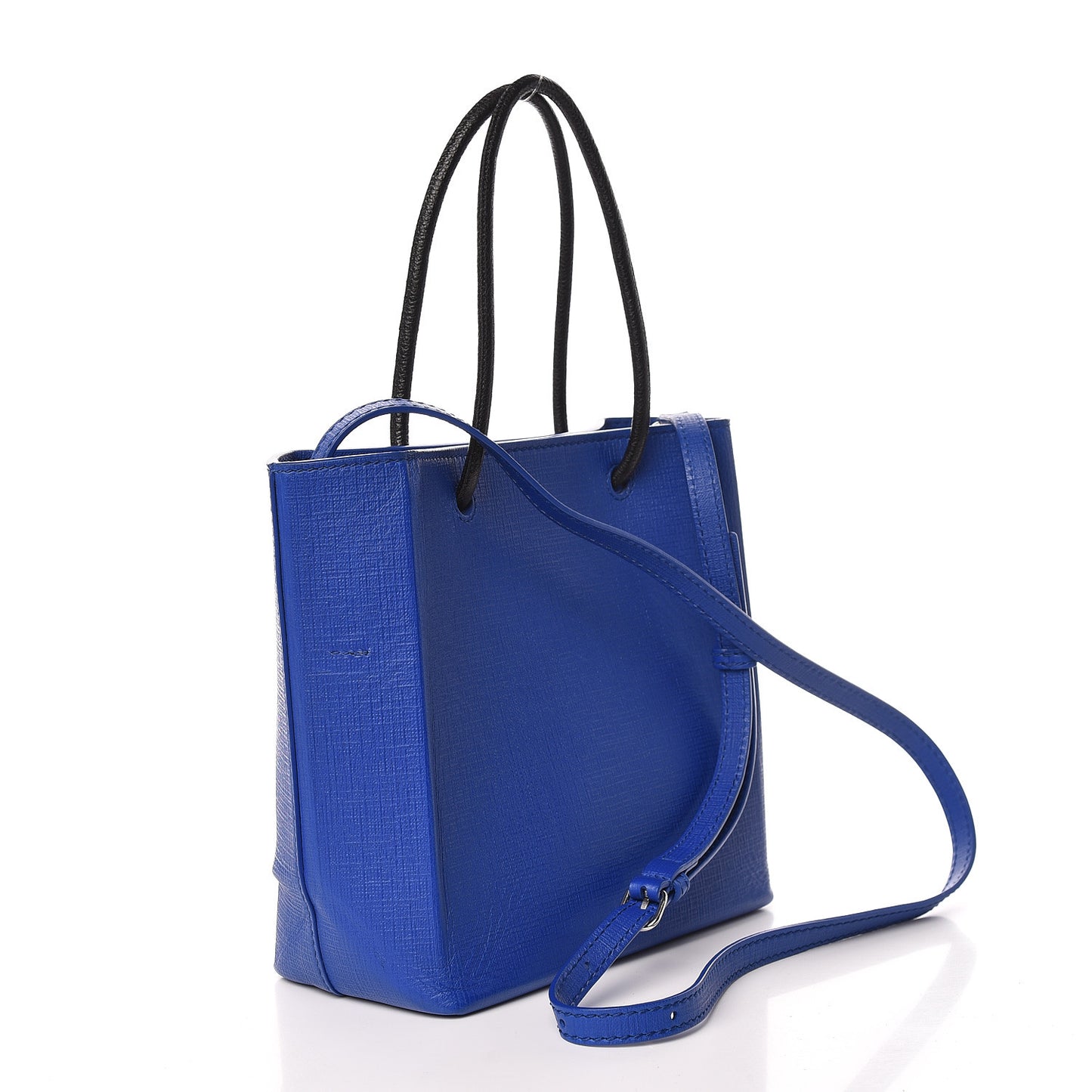 Squared Calfskin Logo Shopping Tote XXS Electric Bleu