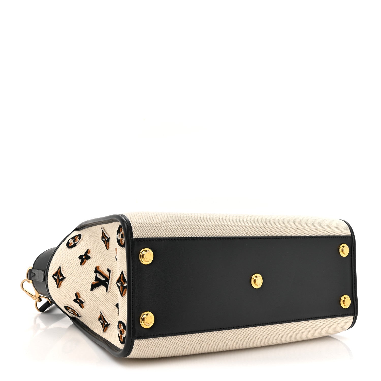 Louis Vuitton Canvas Calfskin Monogram On My Side MM Black 4 of 9