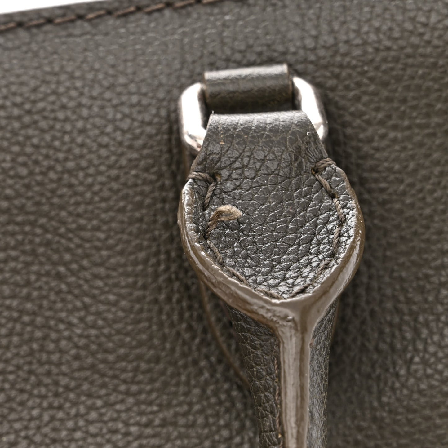 Pebbled Calfskin Small Skull Padlock Zip Around Tote Military Green