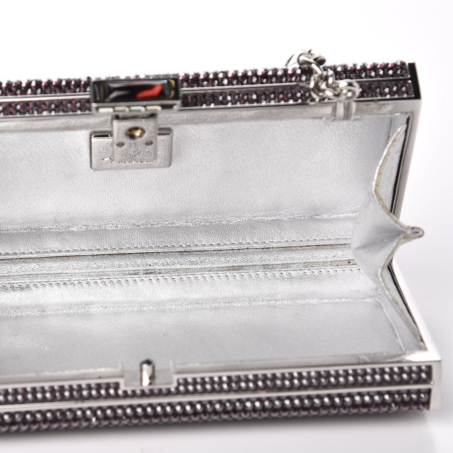 Swarovski Crystal Minaudiere Clutch Silver Purple