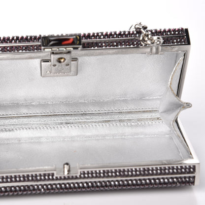 Judith Leiber Swarovski Crystal Minaudiere Clutch Silver Purple 9 of 10