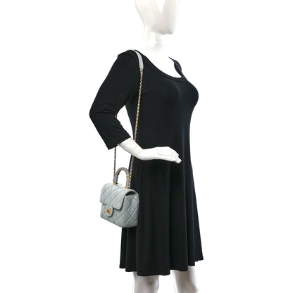 Chanel Lambskin Handle Crush Top Handle Flap Bag Grey 2 of 10