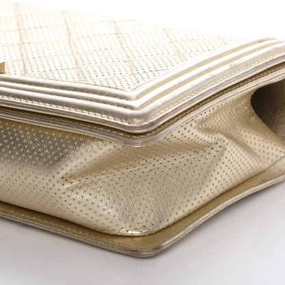 Chanel Lambskin Perforated Quilted New Medium Boy Flap Gold 18 of 22