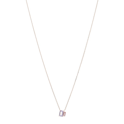 Suzanne Kalan 14K Rose Gold Amethyst Pink Topaz Pendant Necklace 1 of 4