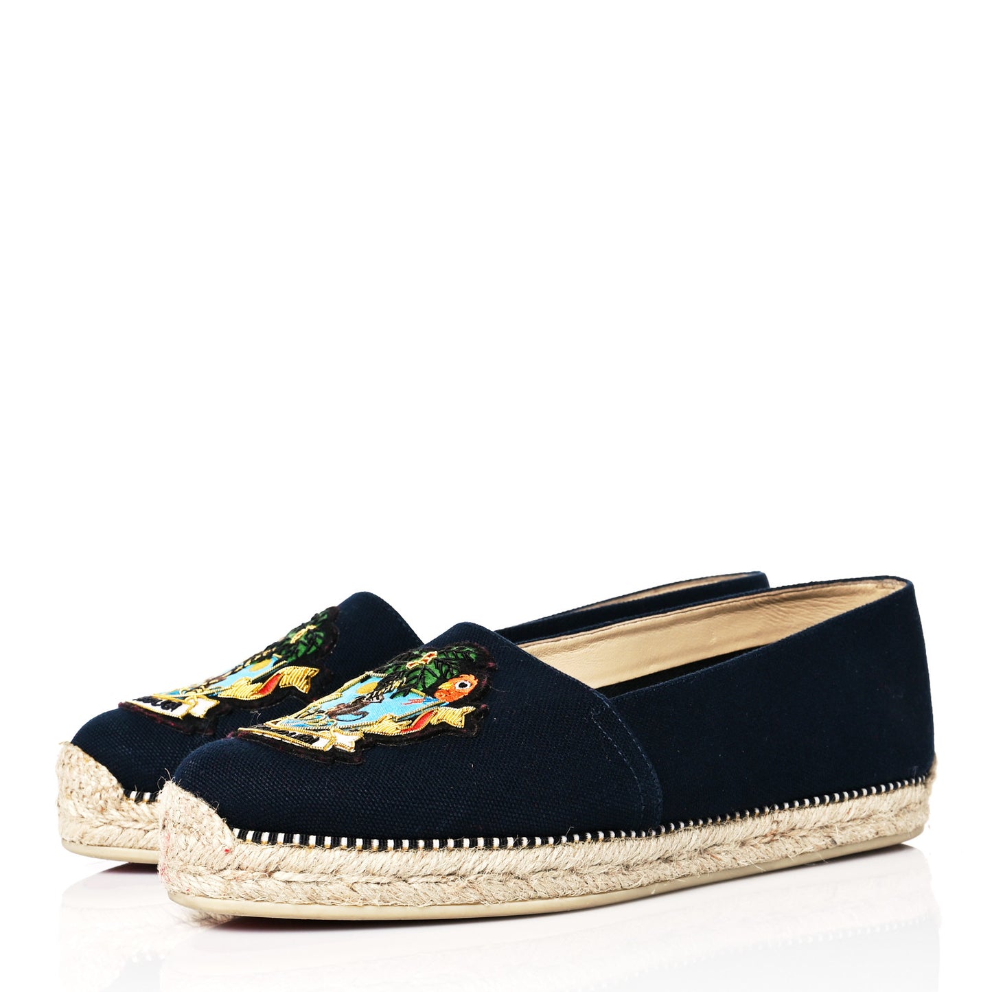 Canvas Lougalia Appliquéd Cario Loubi Flat Espadrilles 37 Version Blue