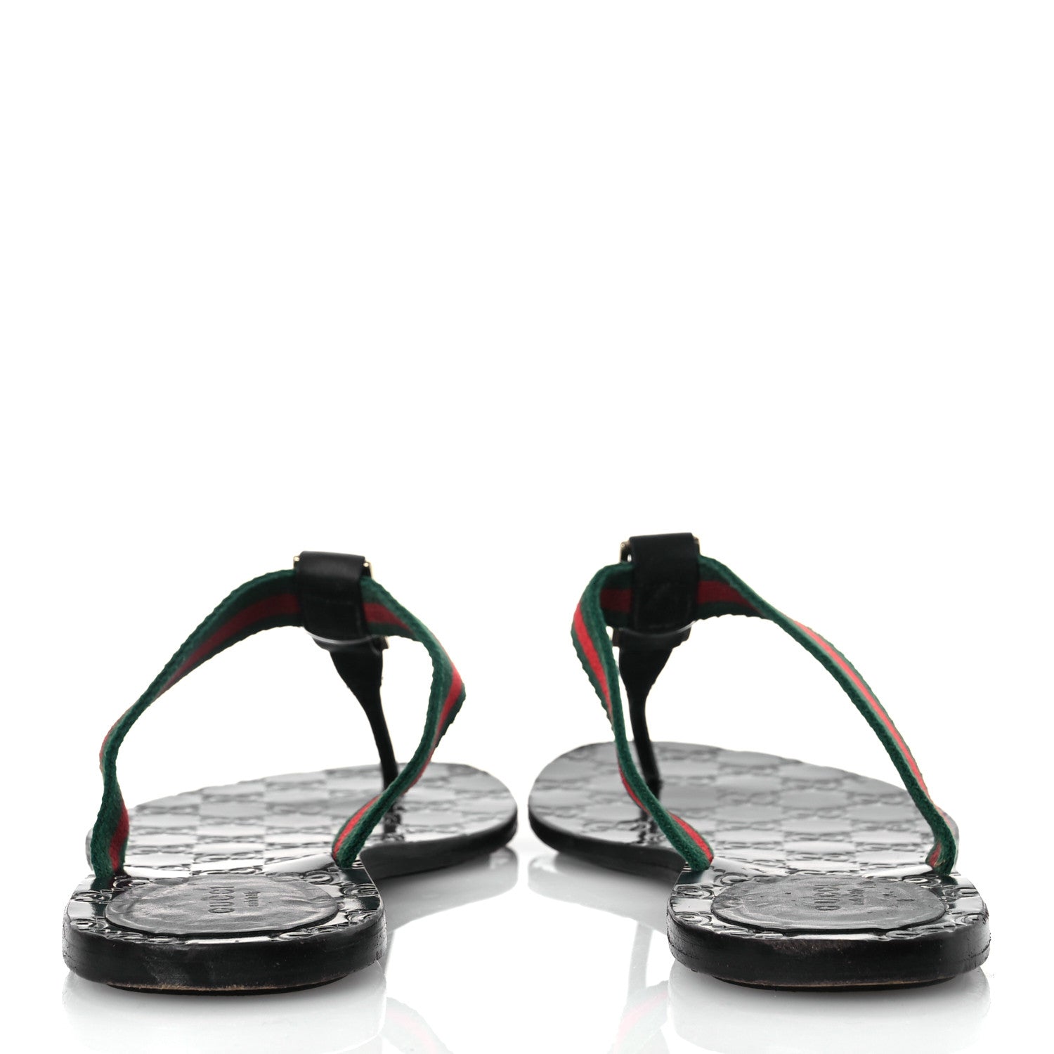 Gucci Nylon Guccissima Web Womens Thong Sandals 40.5 Green Red Black 6 of 13