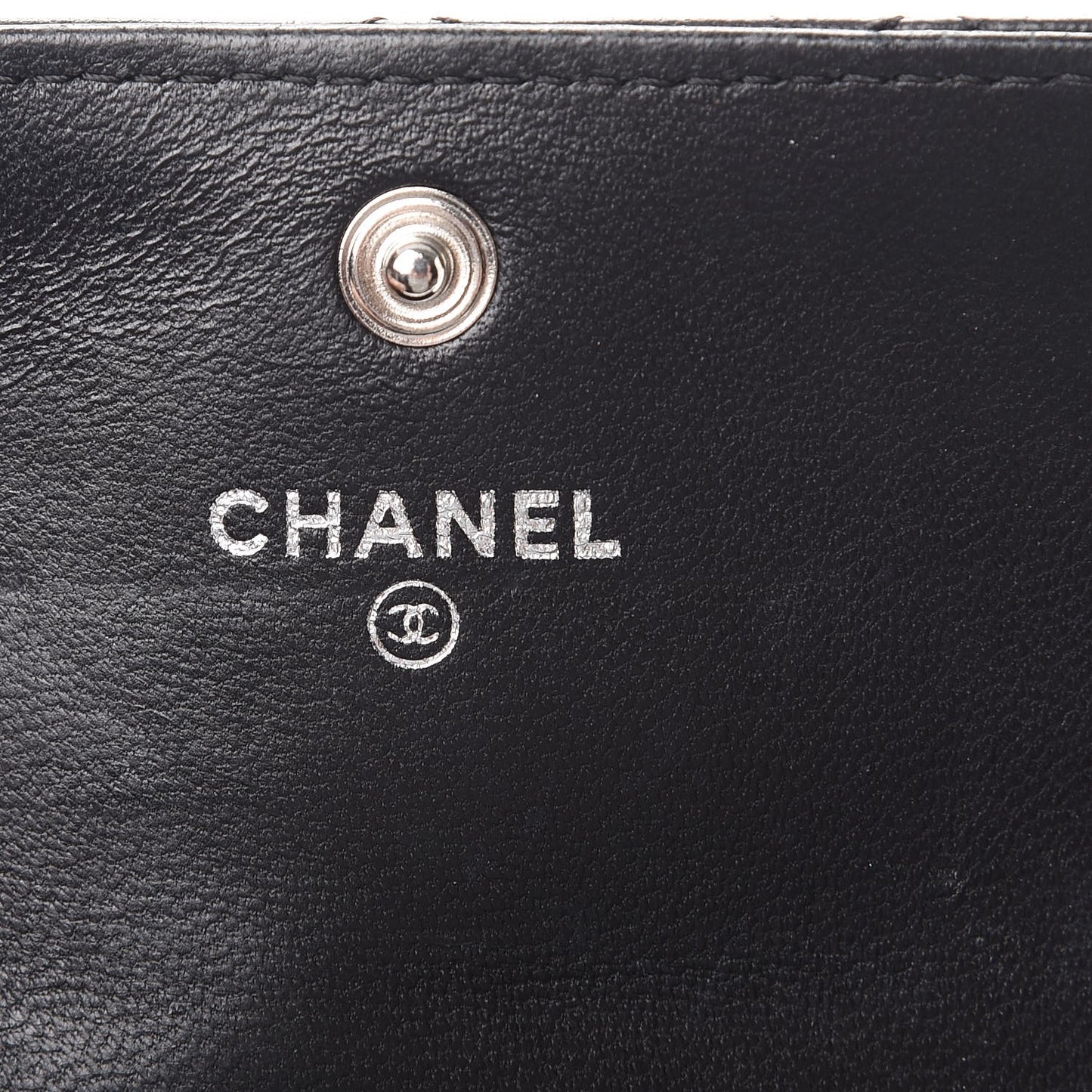 Lambskin Quilted Flap Card Holder Black