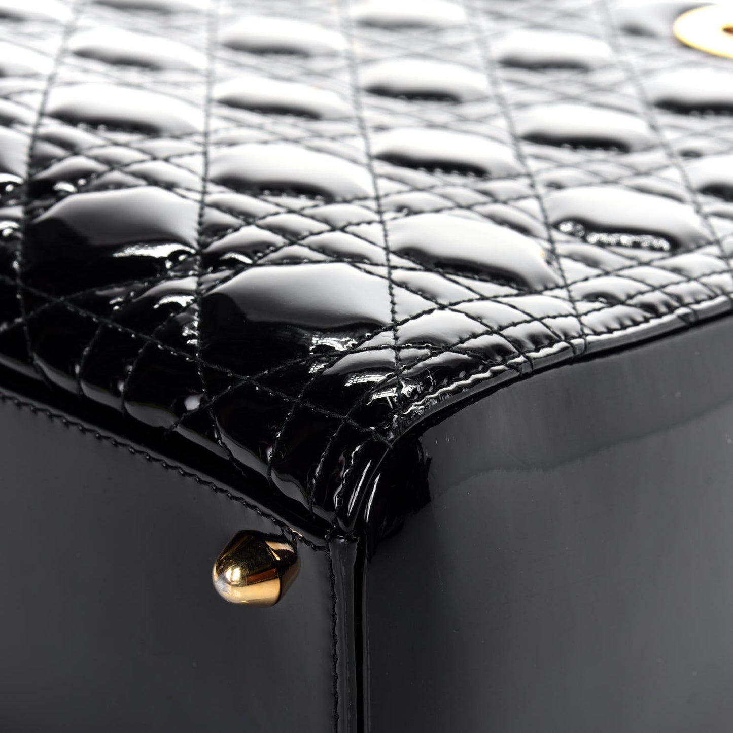 Patent Cannage Large Lady Dior Black