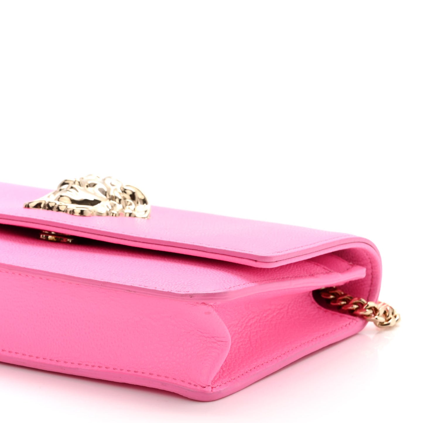 Grained Calfskin Medusa Wallet On Chain Pink