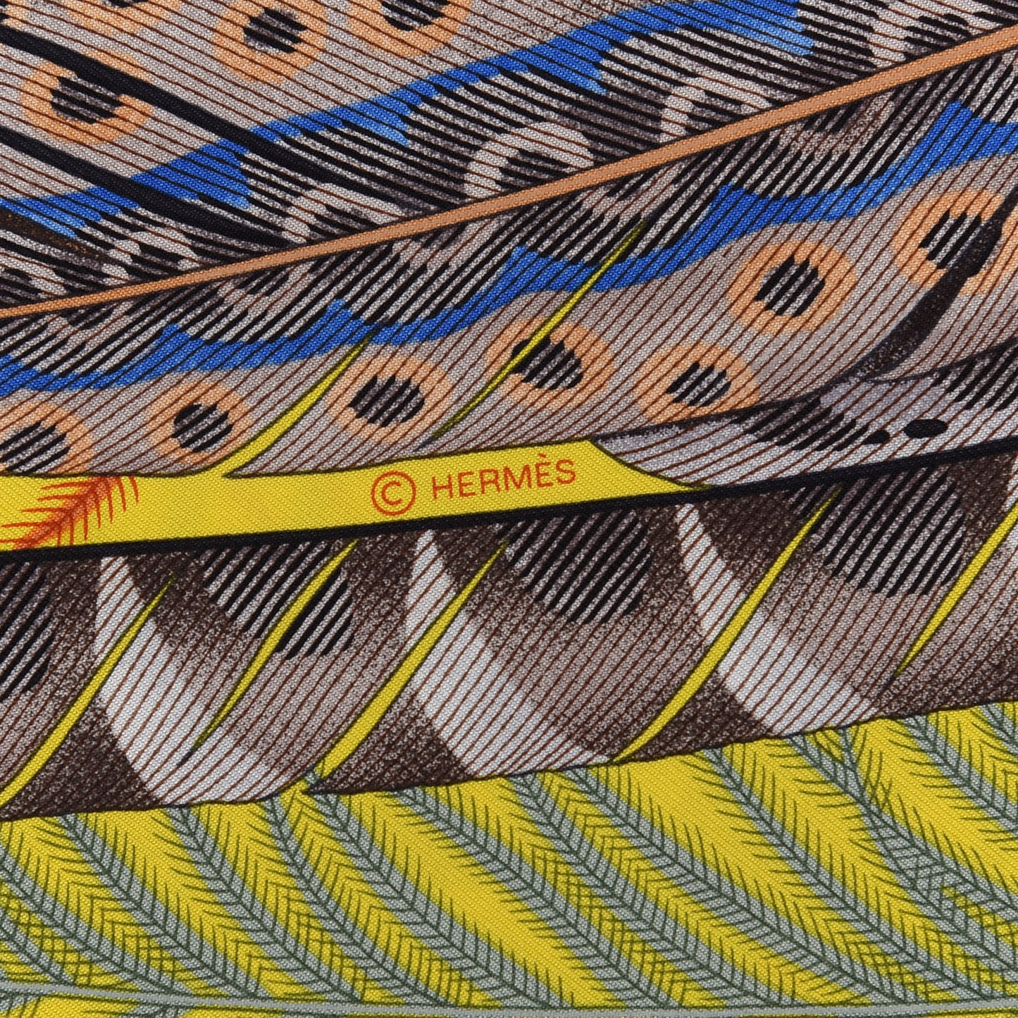 Silk Plumes En Fete Scarf 90 Jaune Vif Rose Bleu