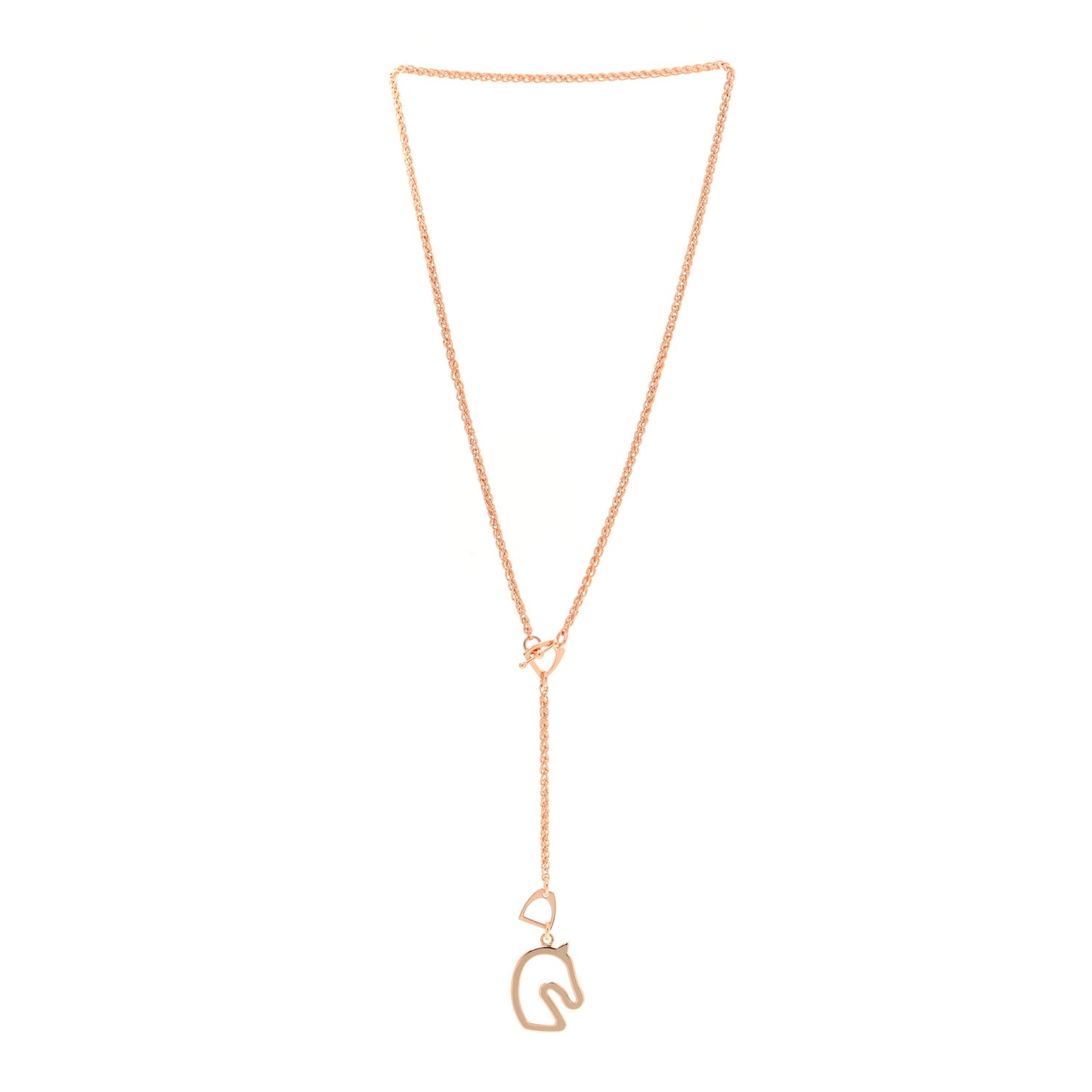 Lacquered Metal Small Tonnerre Necklace Marron Glace Rose Gold