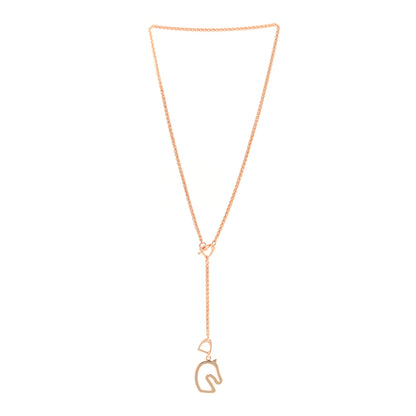 Hermes Lacquered Metal Small Tonnerre Necklace Marron Glace Rose Gold 3 of 6