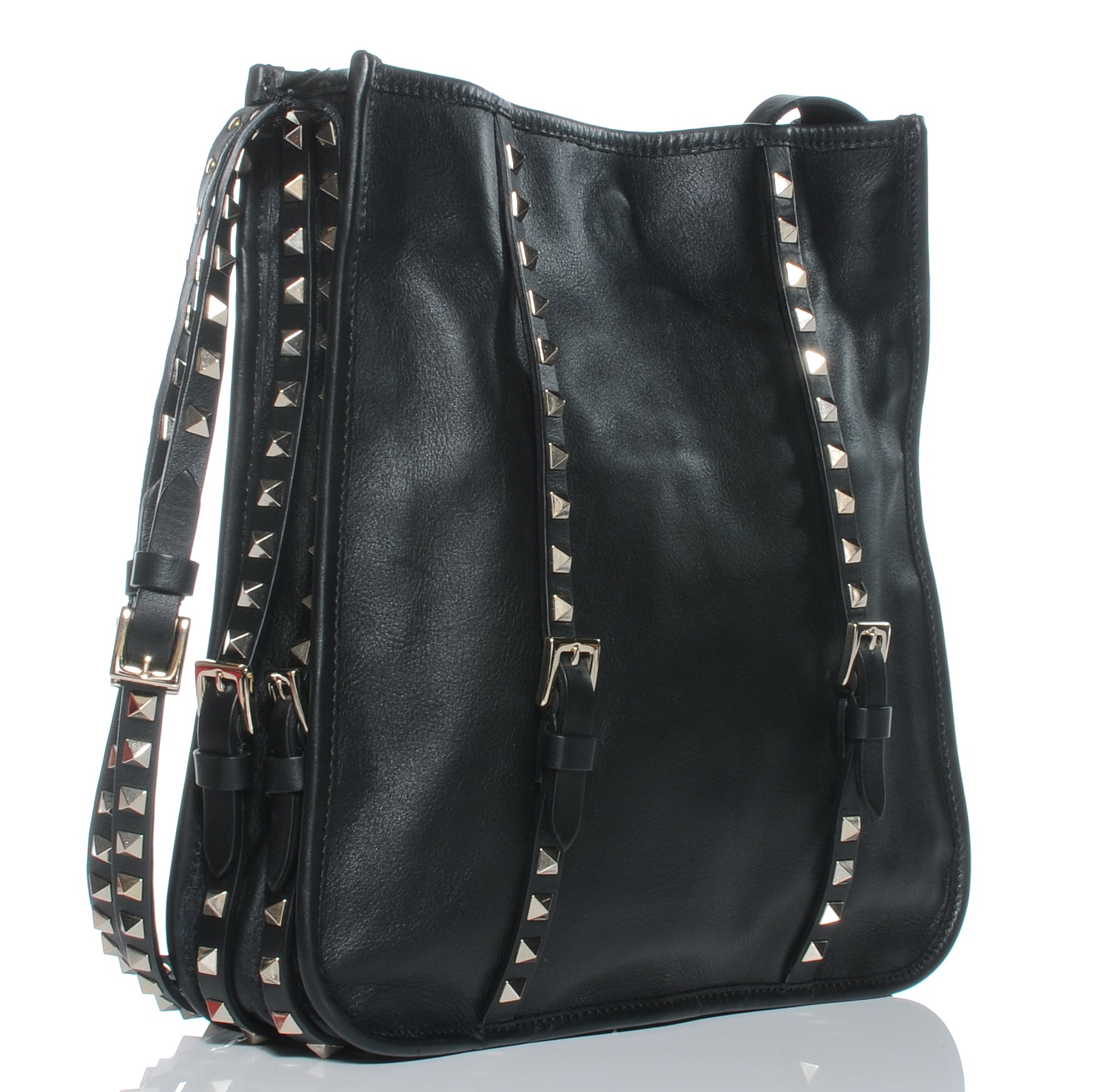 Valentino Garavani Vitello Rockstud Shopper Tote Black 3 of 7