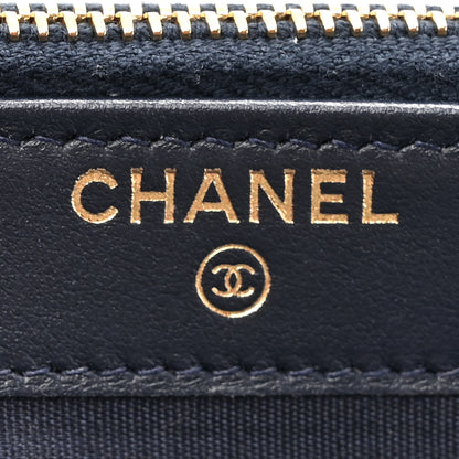 Chanel Canvas Small Deauville Clutch With Chain Navy 8 of 13