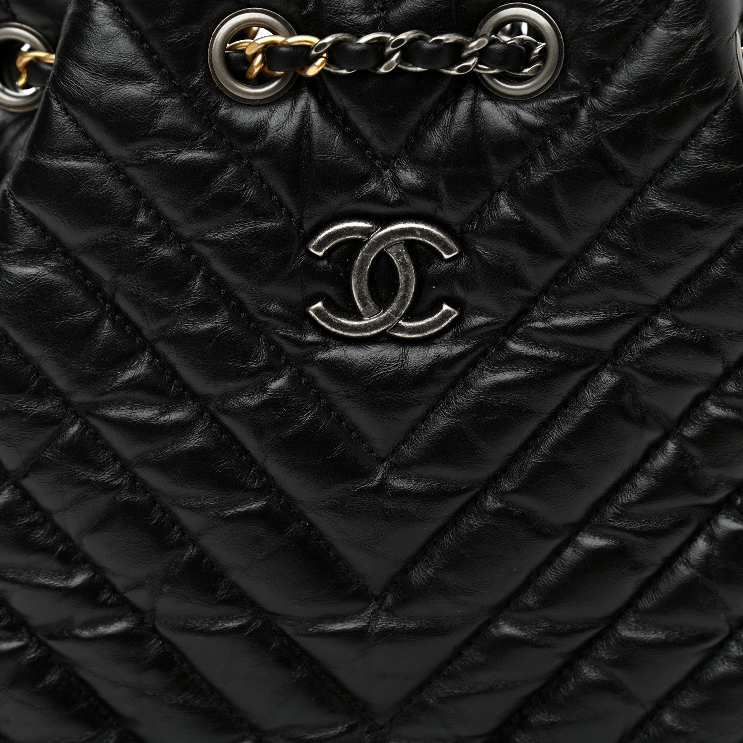 Chanel Aged Calfskin Chevron Quilted Small Gabrielle Backpack Black 8 of 10