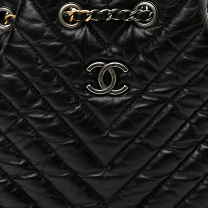Chanel Aged Calfskin Chevron Quilted Small Gabrielle Backpack Black 8 of 10