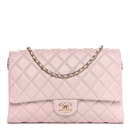 Chanel Lambskin Quilted Clutch with Chain Flap Light Pink 1 of 10
