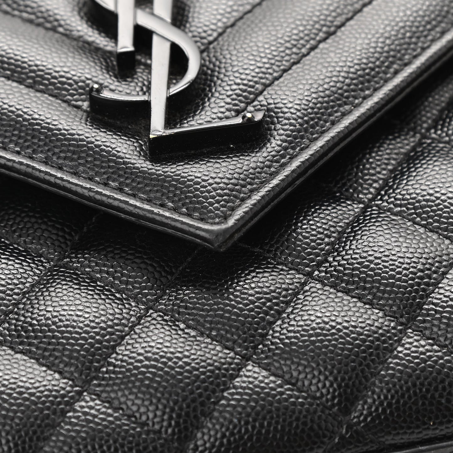 Grain De Poudre Textured Mixed Matelasse Triquilt Medium Monogram Satchel Black