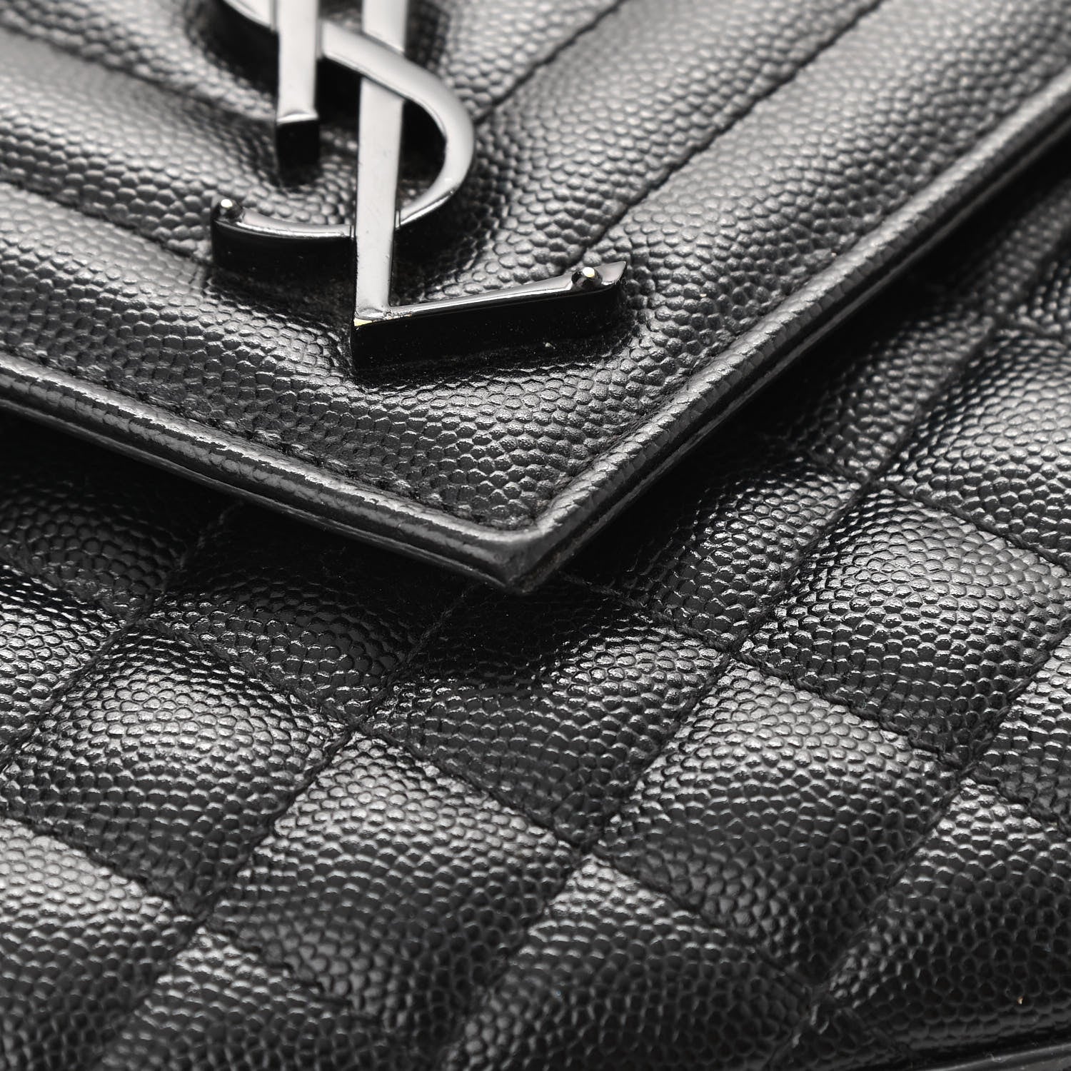 Saint Laurent Grain De Poudre Textured Mixed Matelasse Triquilt Medium Monogram Satchel Black 9 of 14