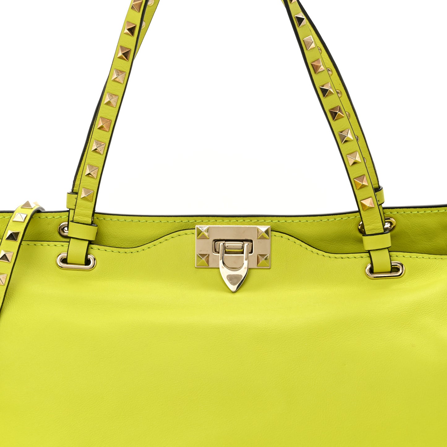 Vitello Medium Rockstud Tote Yellow Fluo