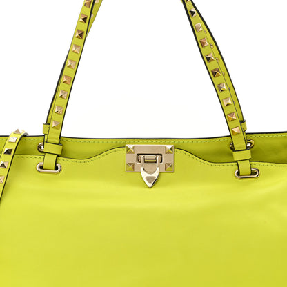 Valentino Garavani Vitello Medium Rockstud Tote Yellow Fluo 6 of 10