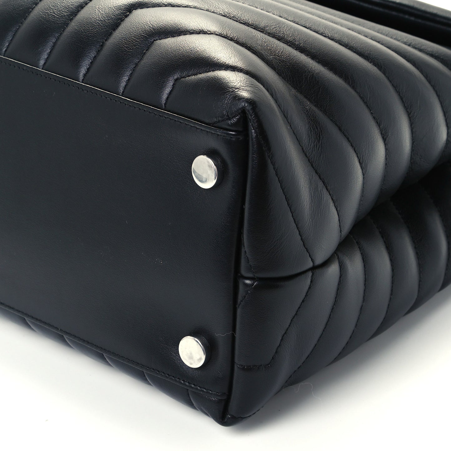 Calfskin Y Quilted Monogram Large Loulou Chain Satchel Black