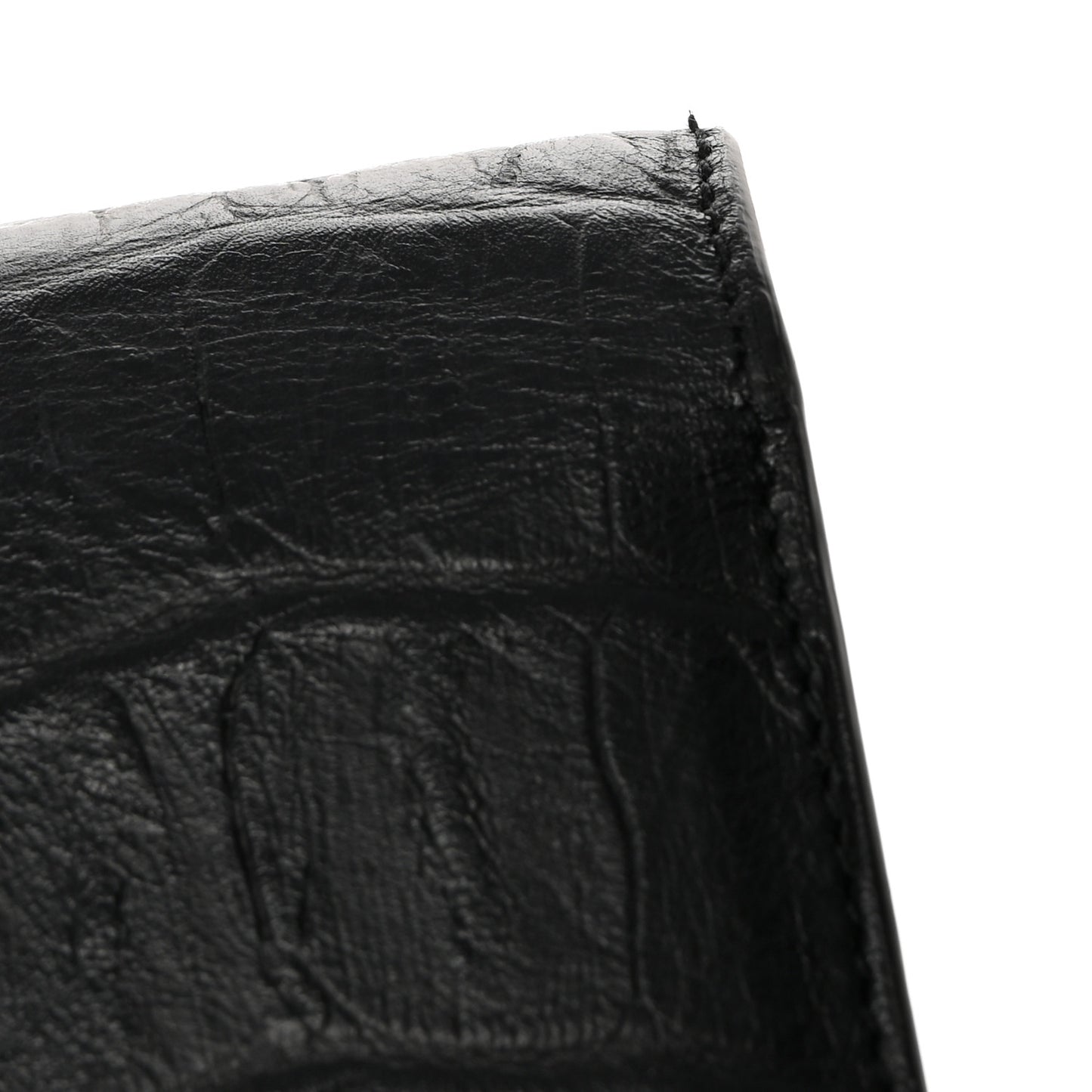 Calfskin Crocodile Embossed Classic Monogram Tassel Clutch Black