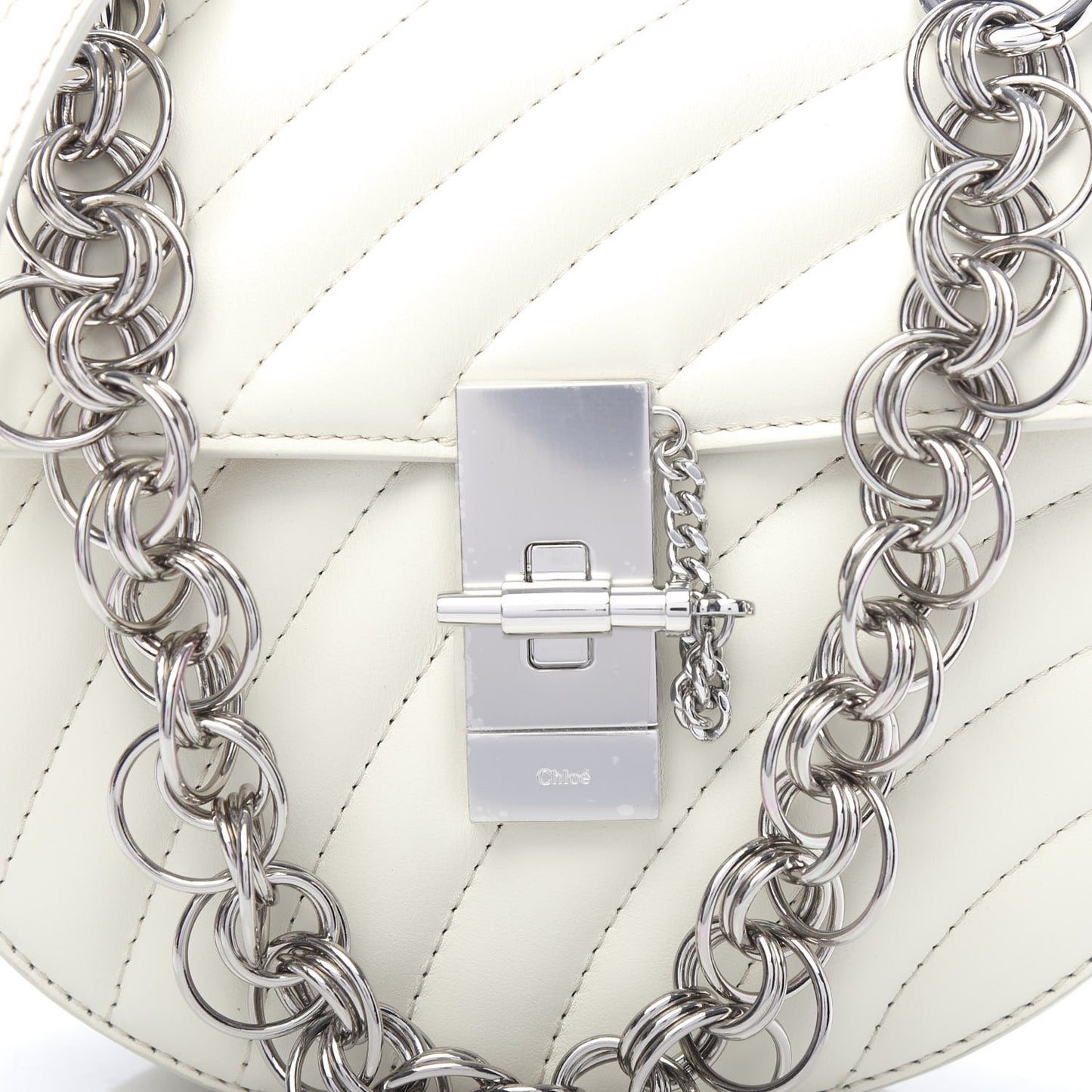 Calfskin Quilted Mini Drew Bijou Shoulder Bag Natural White