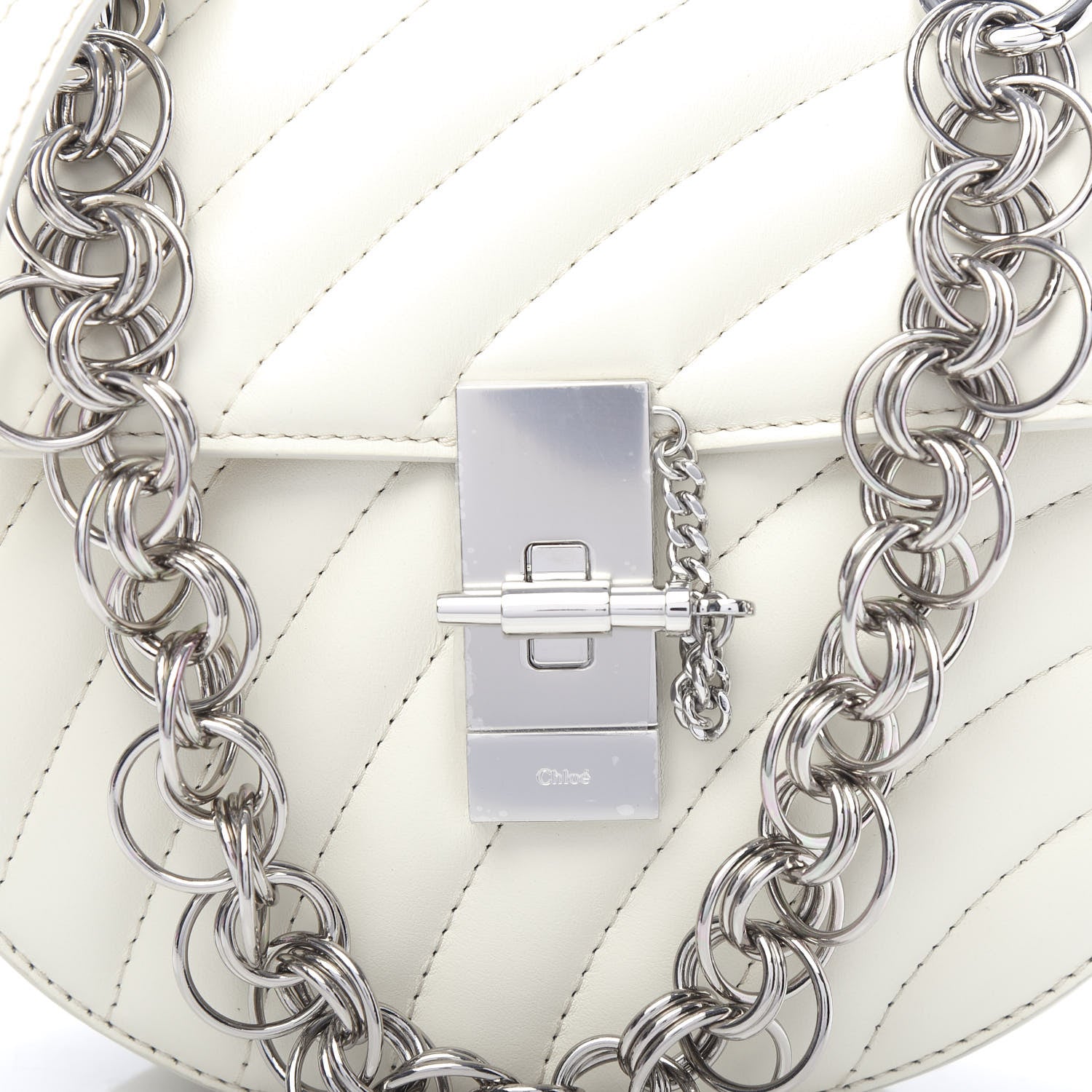 Chloe Calfskin Quilted Mini Drew Bijou Shoulder Bag Natural White 9 of 11
