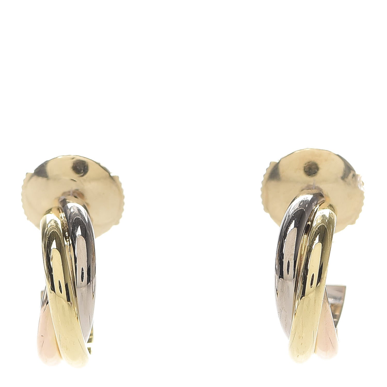 Cartier 18K Pink Yellow White Gold Small Trinity Hoop Earrings 1 of 6