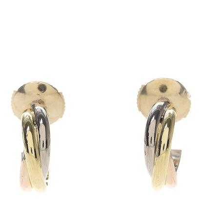 Cartier 18K Pink Yellow White Gold Small Trinity Hoop Earrings 1 of 6